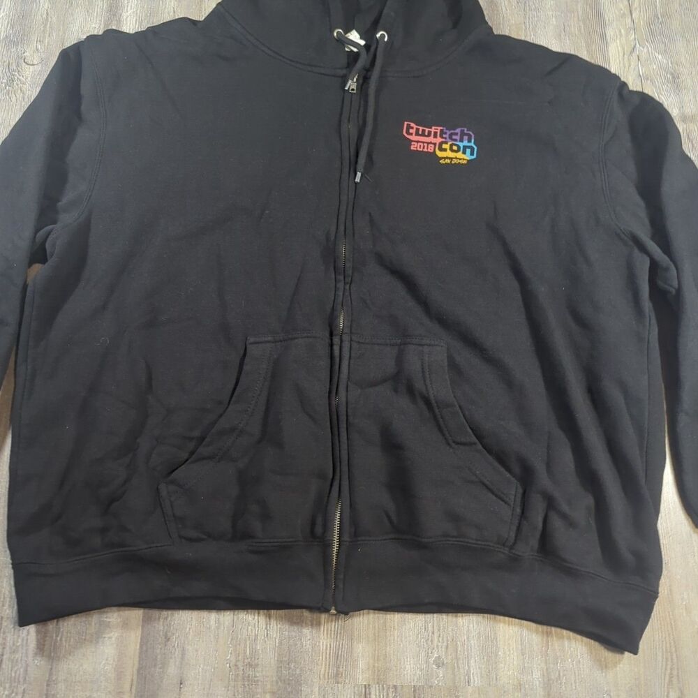 Twitch Con 2018 San Jose Jacket Mens 3XL Black Zip Hooded Gaming Streaming - Picture 2 of 13